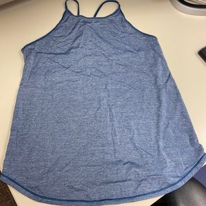 LULULEMON Women’s Blue Heather Striped High Neck Tank Thin Size 4 Cute Straps